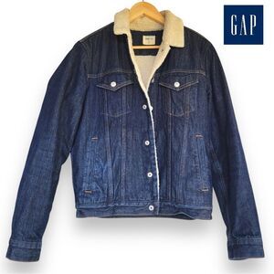 GAP Denim Men's ICON Sherpa Dark Blue Trucker Jean Jacket Western Unisex |  Sz S